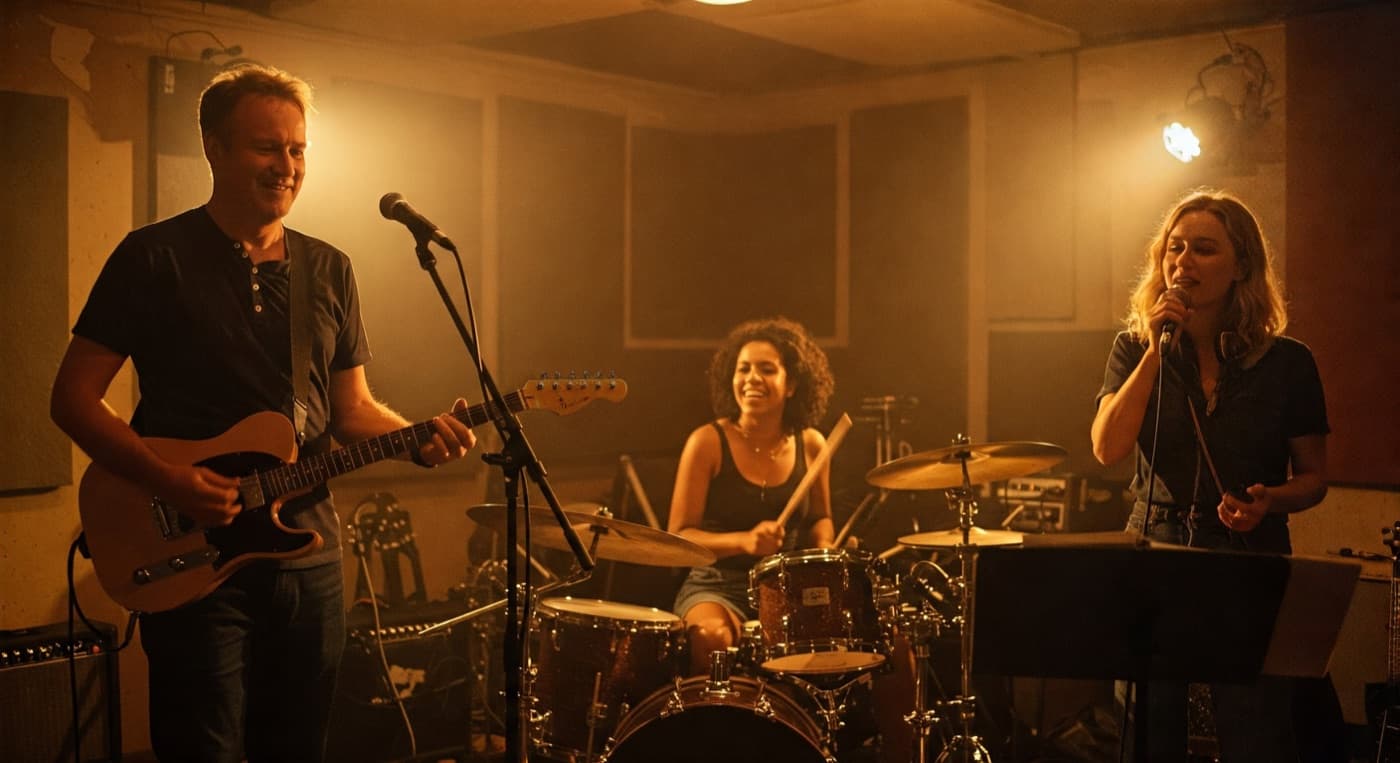 Adult band rehearsing